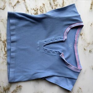 Urban Outfitters Out From Under Sleeveless T-Shirt Blue with Pink Trim